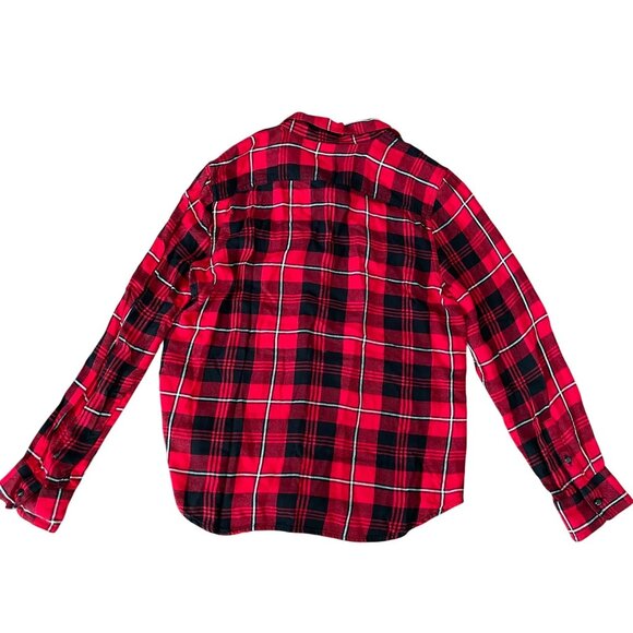 Chaps Ralph Lauren Petite Large Womens Red Black Plaid Button-Up Shirt Cabincore - Picture 3 of 7